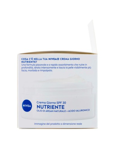 Nivea Crema Viso 50ml - Nutriente Pelli Secche + Acido Ialuronico - Spf 30